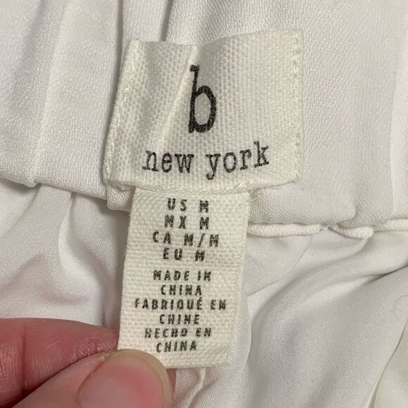 b new york Culottes Womens Medium White/Cream Wide Leg Belted Pockets Lined Boho - Picture 8 of 12